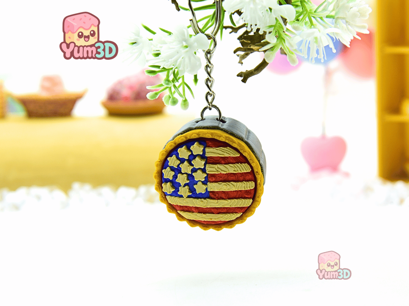 Yum3D-American Flag Pie for July 4th Fidget Clicker Keychain_07.png