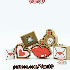 Yum3D-Valentine Cookies Set of Clicker Keychains_11.gif