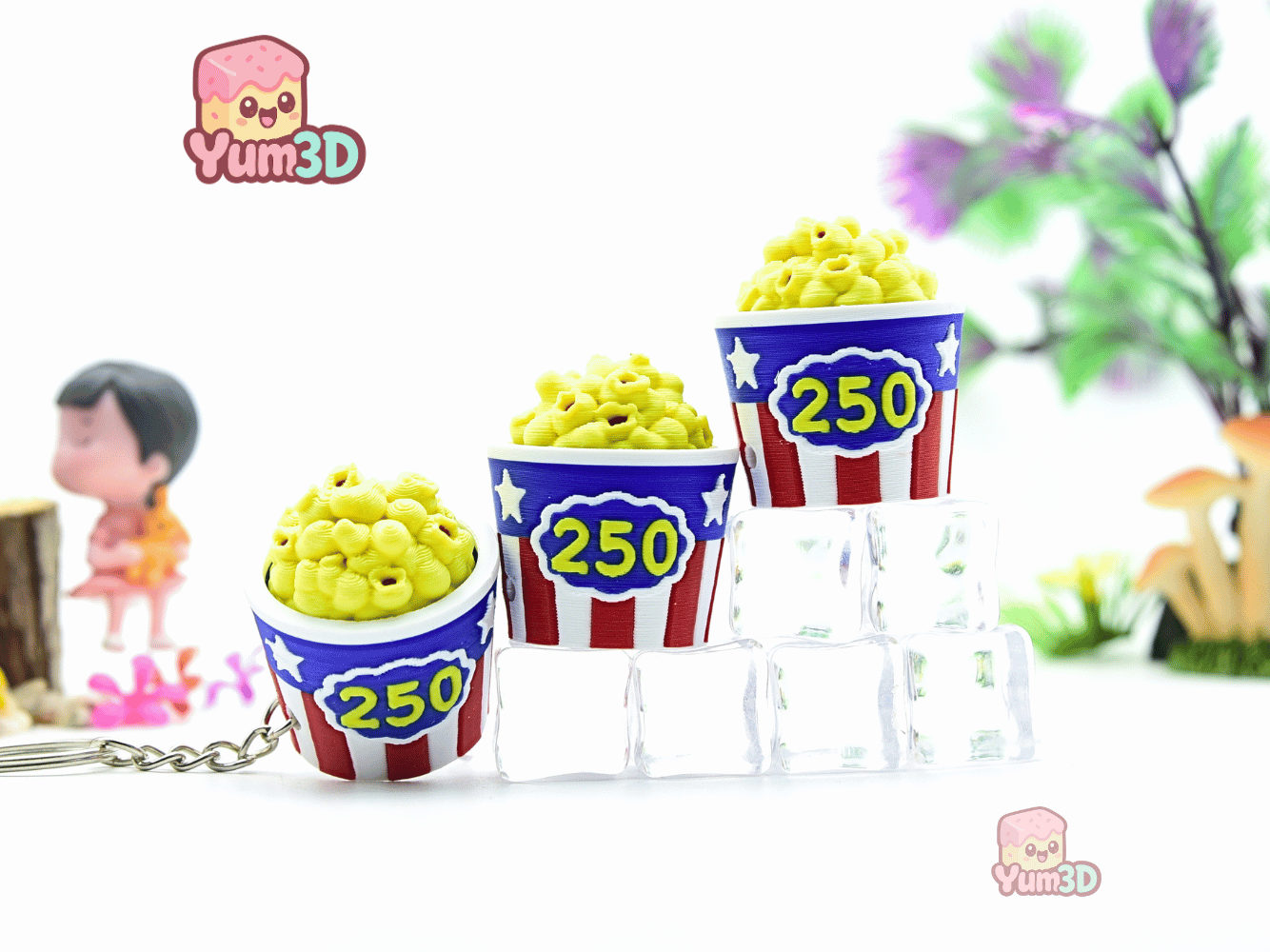 Yum3D-America 250 Popcorn Bucket for July 4th Fidget Clicker Keychain_10.png