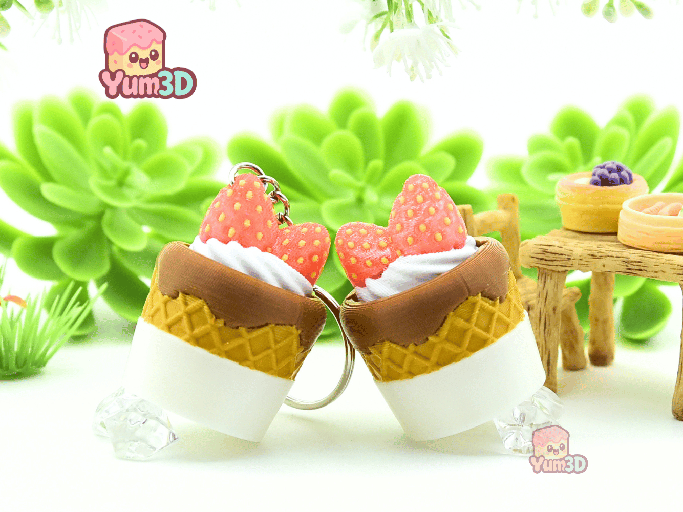 Yum3D-Strawberry Velvet Cone Fidget Clicker Keychain_10.png