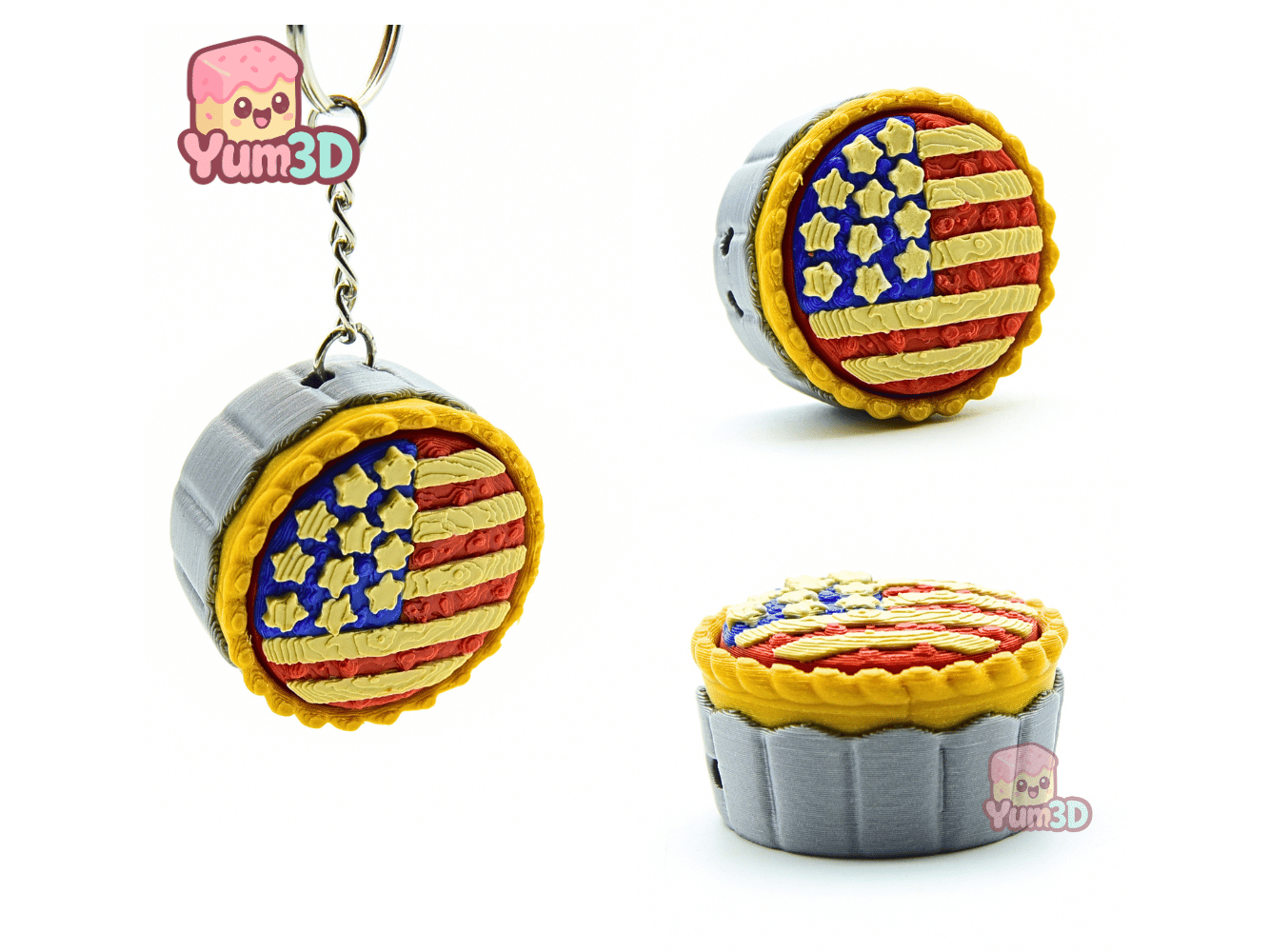 Yum3D-American Flag Pie for July 4th Fidget Clicker Keychain_02.png