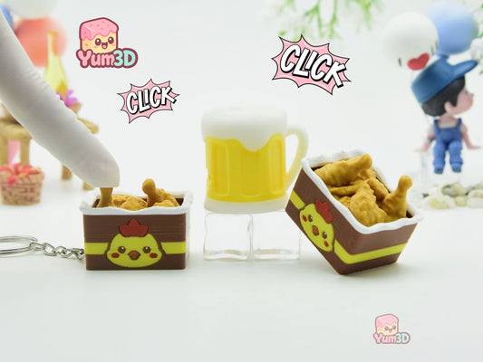 Yum3D-Beer Mug and Fried Chicken Set of Clicker Keychains_01.jpg