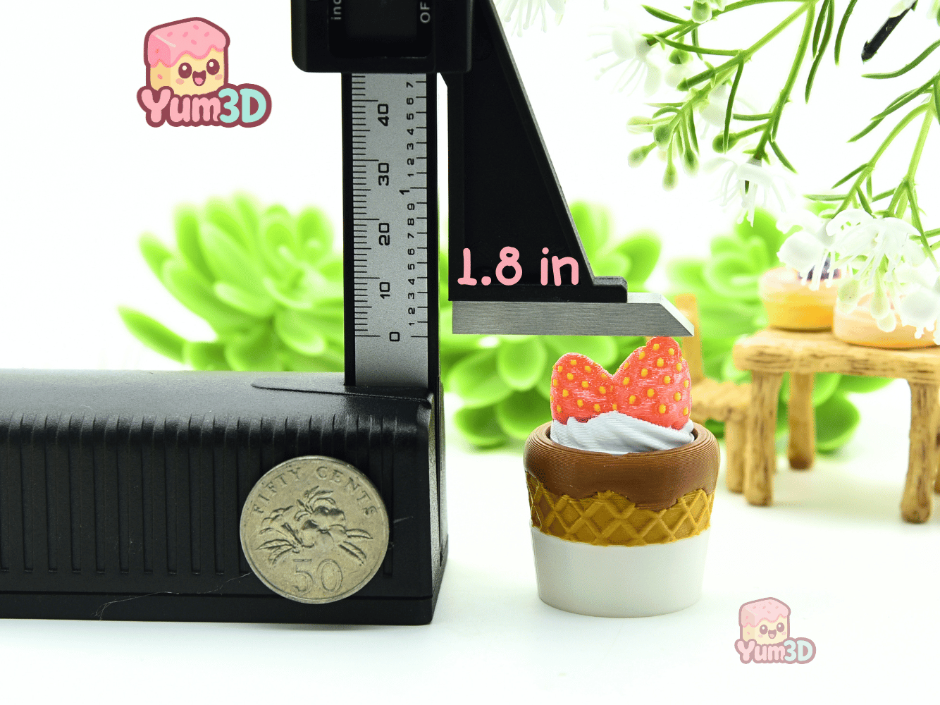 Yum3D-Strawberry Velvet Cone Fidget Clicker Keychain_04.png