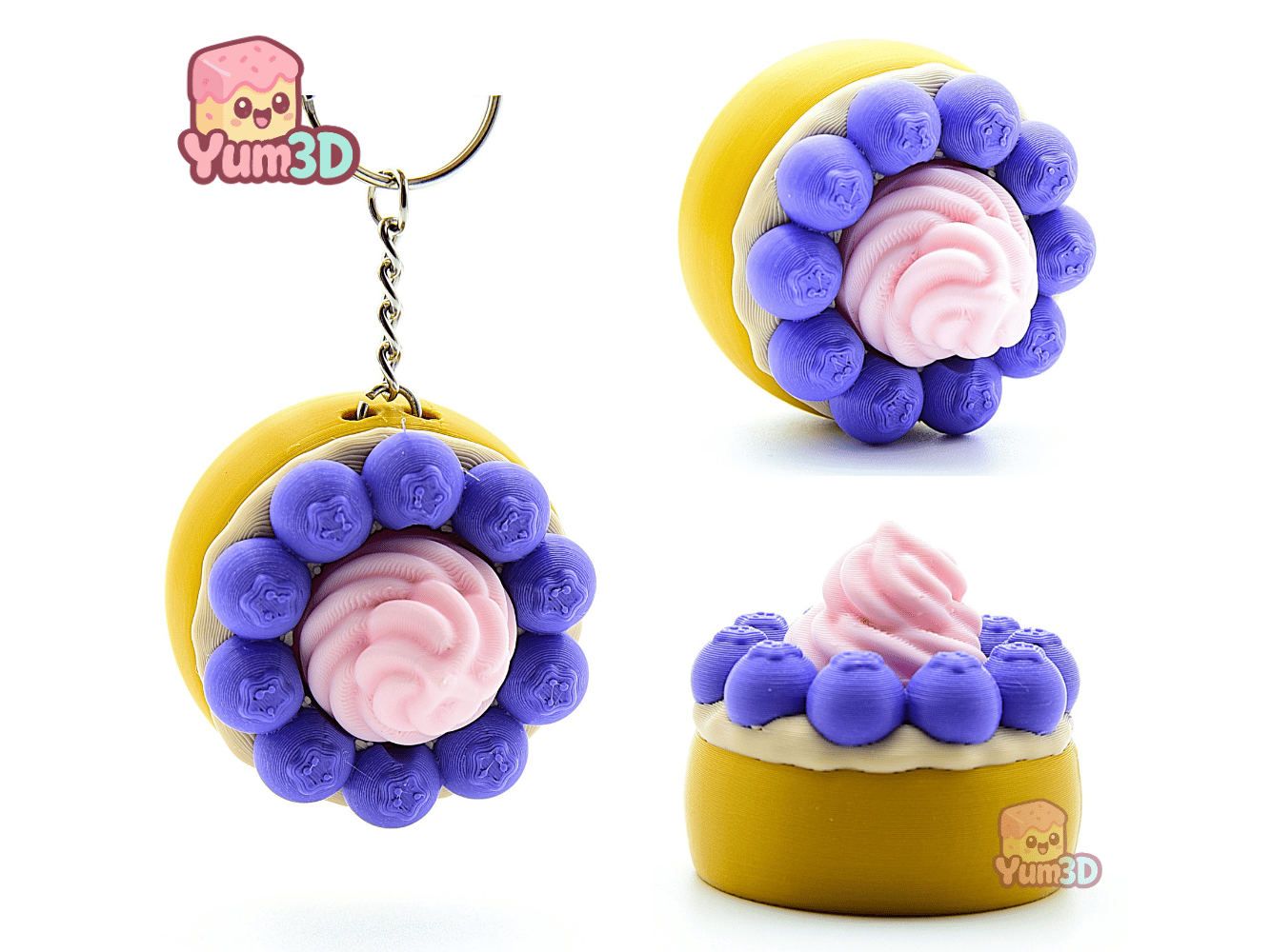 Yum3D-Blueberry Shortcake for food lovers Fidget Clicker Keychain_02.png